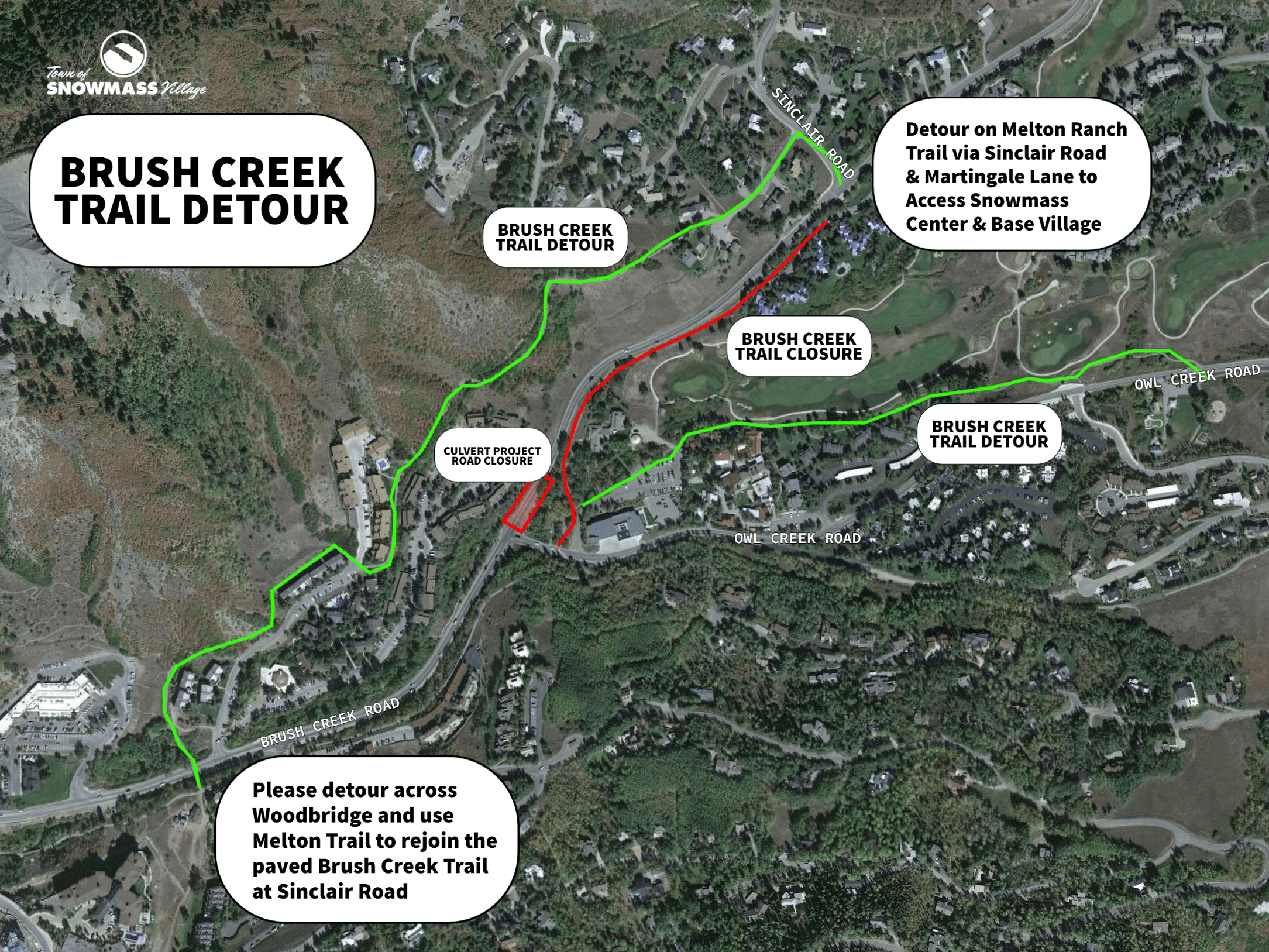 Brush Creek Trail Closure Detour Map