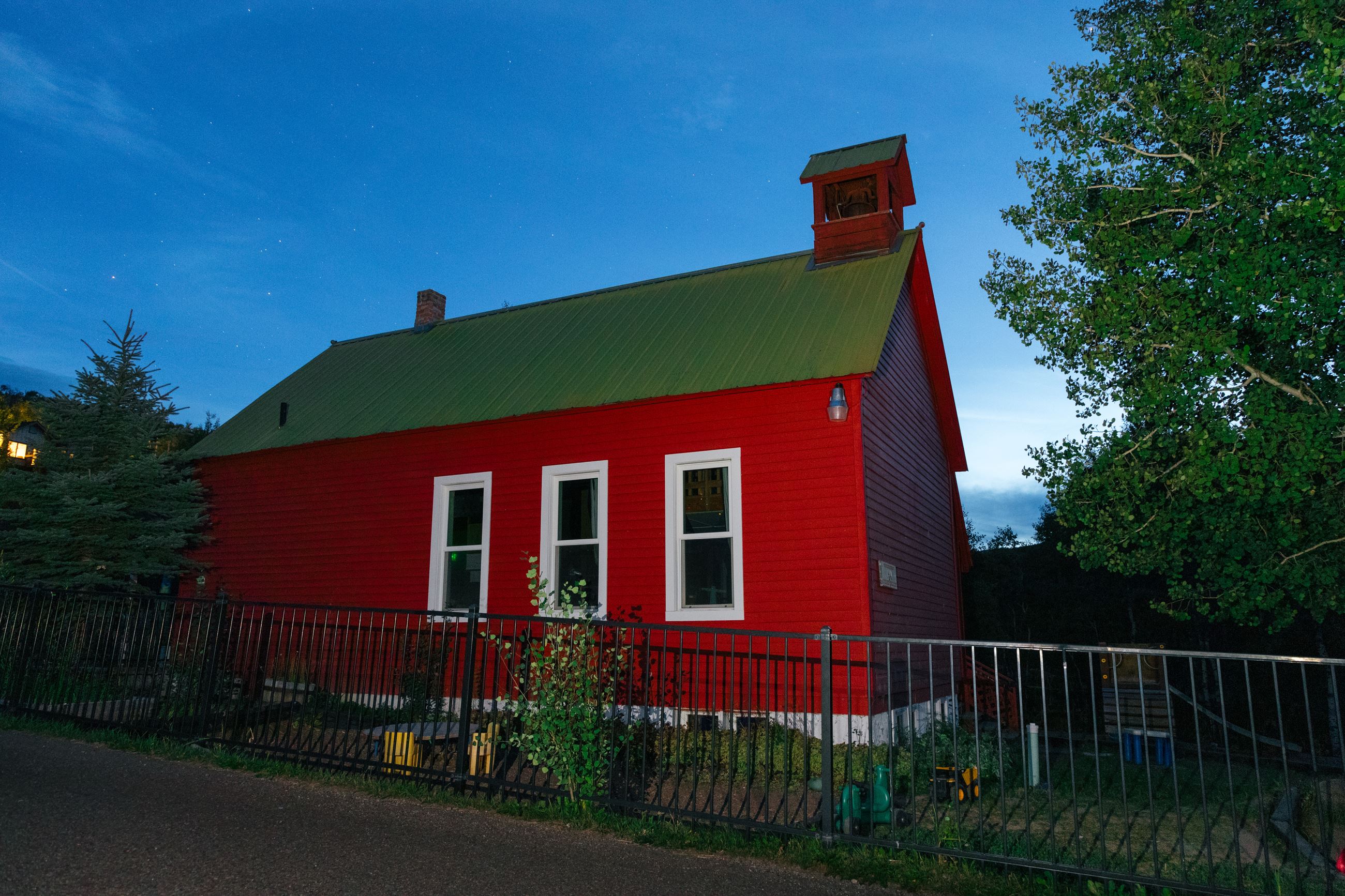 Little Red Schoolhouse at night